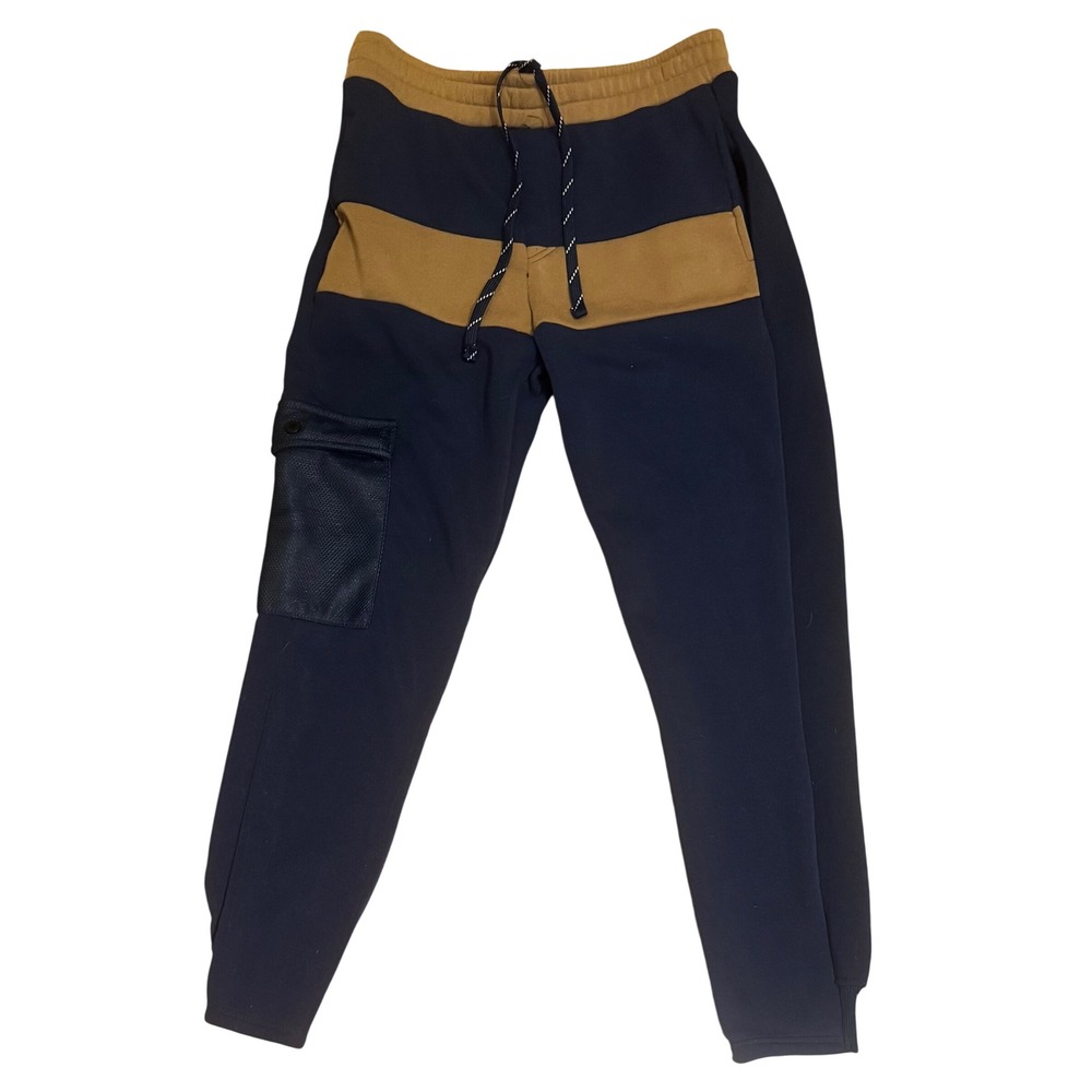 Red Ape Men's Colorblock Navy Tan Cargo Jogger Sweatpants Size M